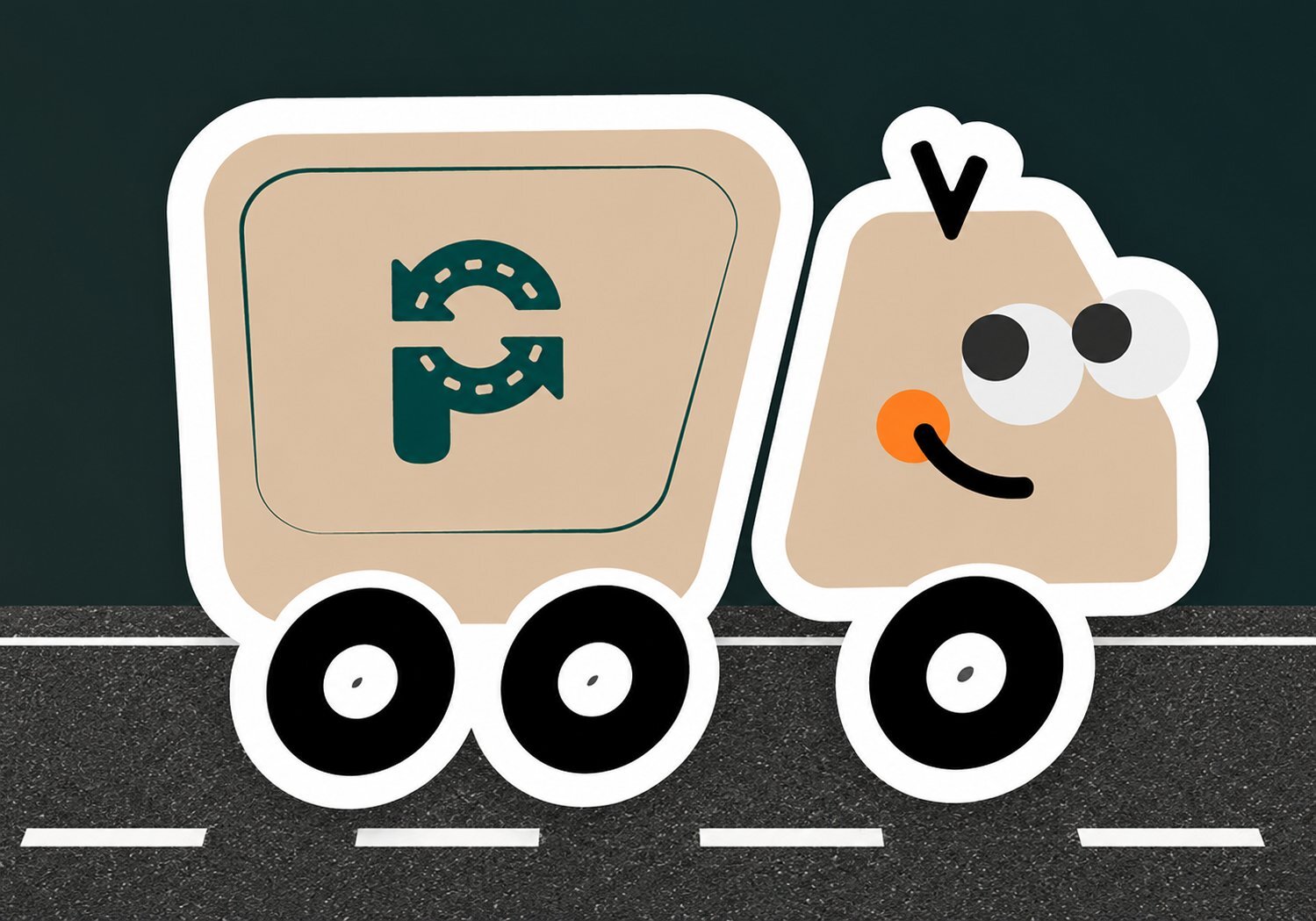 The Plastic Route truck mascotte on the road